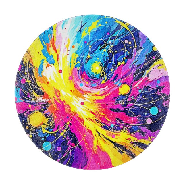 Tabla De Cortar Cosmic Burst: Vibrant Splatter Art (Anverso)