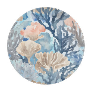 Tabla De Cortar Costa Azul Beige Naranja Coral Reef