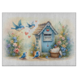 Tabla De Cortar Cottagecore Cartas de Amor Buzón de Pájaro Azul
