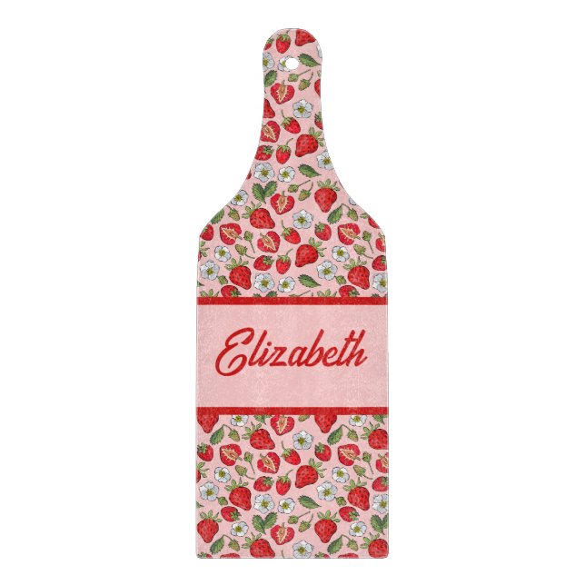 Tabla De Cortar Cottagecore de fresa rosa (Anverso)