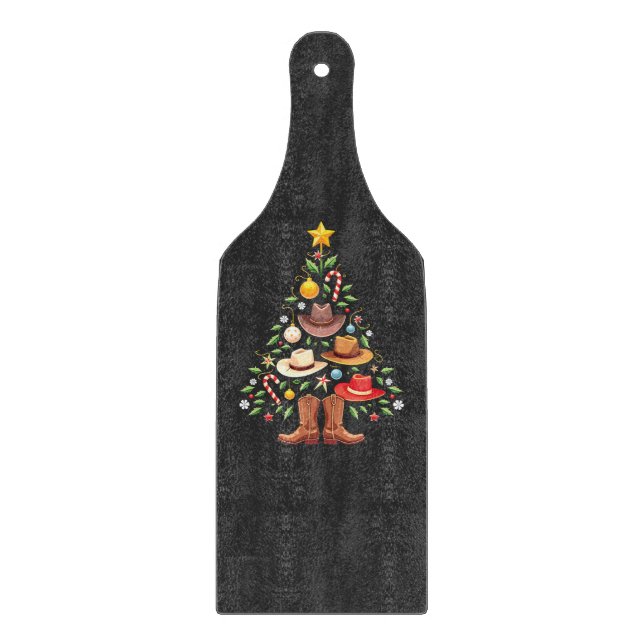 Tabla De Cortar Cowboy Western Christmas Tree Santa (Anverso)
