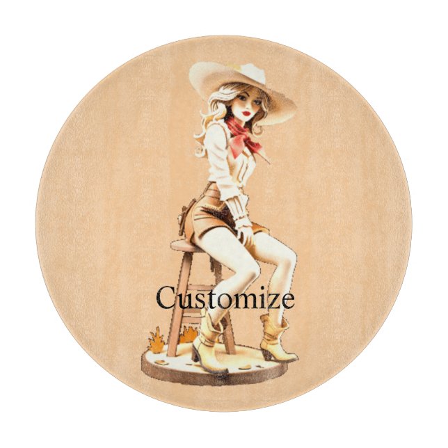 Tabla De Cortar Cowgirl Sentado Thunder_Cove (Anverso)
