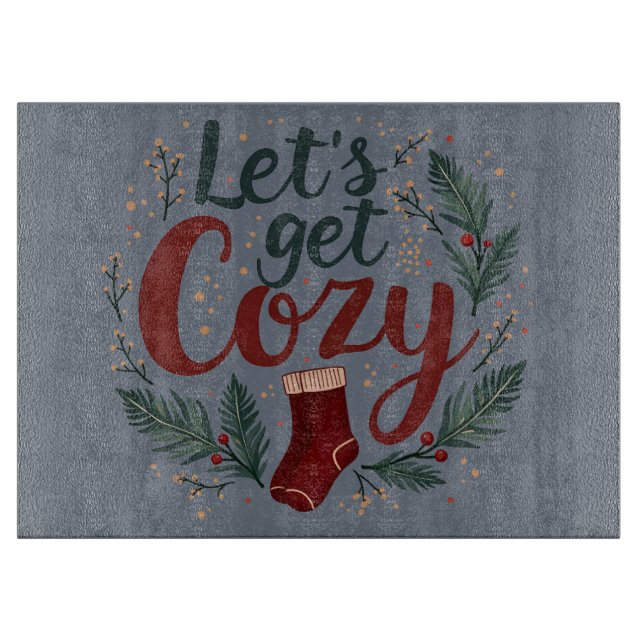 Tabla De Cortar Cozy Holiday Pine Berry Lettering (Anverso)