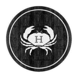 Tabla De Cortar CRAB BLANCO sobre rayas modernas elegantes NEGRO