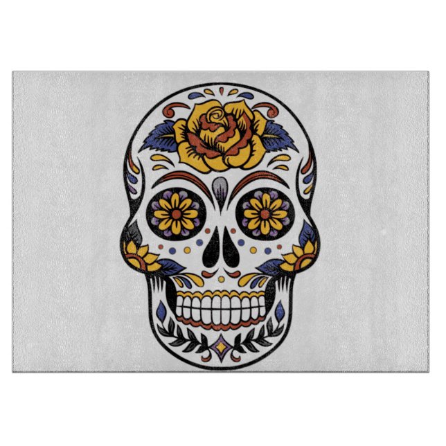 Tabla De Cortar Cráneo de azúcar rosa amarillo (Anverso)