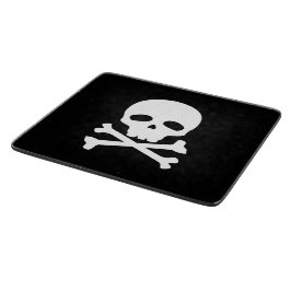 Tabla De Cortar Cráneo de pirata blanco sobre fondo negro