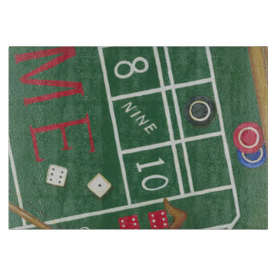 Tabla De Cortar Craps de Casino con Chips y dados