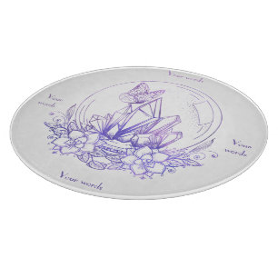 Tabla De Cortar Crea tu propia bola de cristal morado y flores