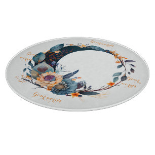Tabla De Cortar Crea Tu Propia Flor Lunar Teal y Dorada