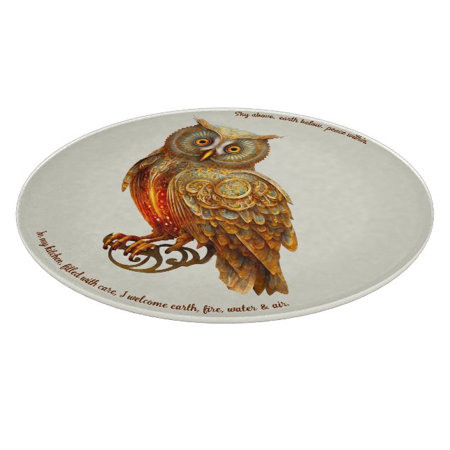 Tabla De Cortar Crea tu propia lechuza dorada Steampunk (Borde)