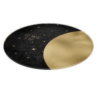 Tabla De Cortar Crea Tu Propia Luna Celestial Negra y Dorada