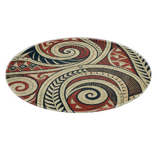Tabla De Cortar Crea tu propia Tribal Festiva de Bronce Negro Rojo