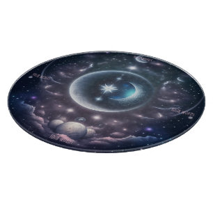 Tabla De Cortar Crea tu Propio Altar de Nubes Rosadas y Luna Plate
