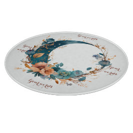 Tabla De Cortar Crea tu propio Boho Verde azulado y Luna Floral de