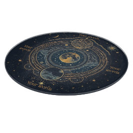 Tabla De Cortar Crea tu propio Celestial Lunar Azul y Oro