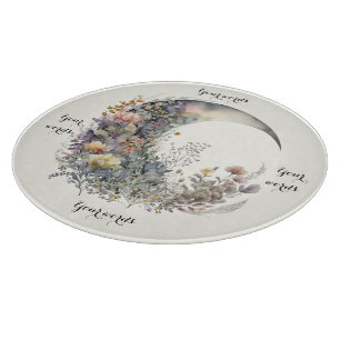 Tabla De Cortar Crea Tu Propio Crescent Moon Floral Iridescente