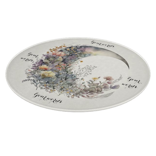 Tabla De Cortar Crea Tu Propio Crescent Moon Floral Iridescente (Borde)