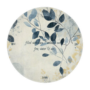 Tabla De Cortar Crea Tu Propio Floral Minimalista Azul Dorado Sole