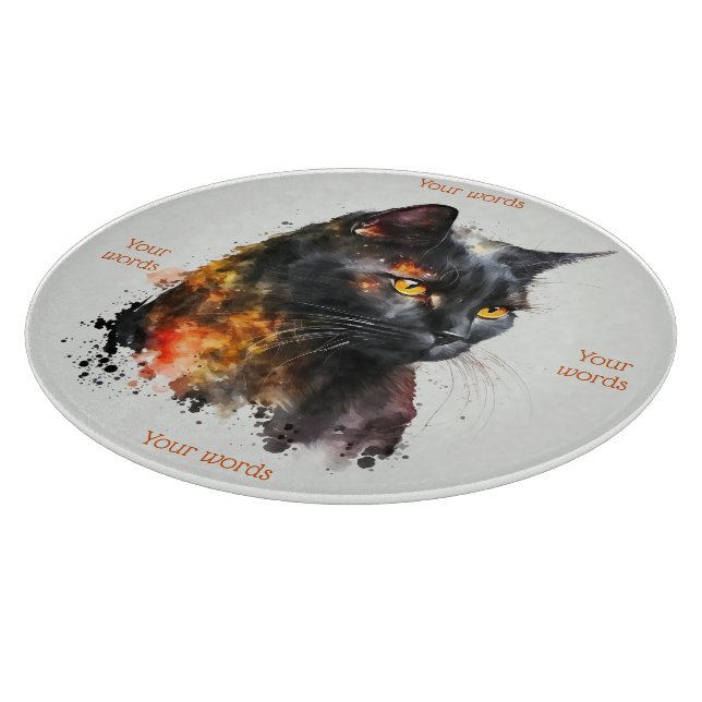 Tabla De Cortar Crea tu propio gato negro ardiente (Borde)