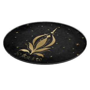 Tabla De Cortar Crea tu propio loto celestial negro y dorado