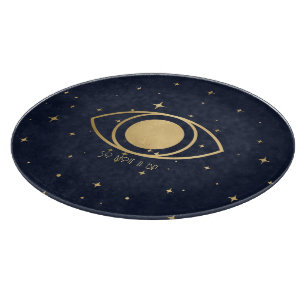Tabla De Cortar Crea Tu Propio Ojo Mágico Celestial Azul y Dorado