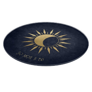 Tabla De Cortar Crea tu propio sol celestial azul y dorado