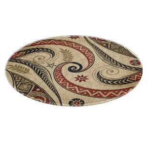 Tabla De Cortar Crea tu propio tribal elegante rojo dorado negro