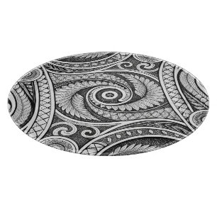 Tabla De Cortar Crea Tu Propio Tribal Festivo Elegante Blanco y Ne