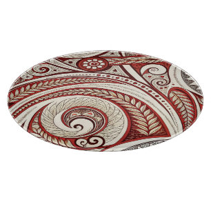 Tabla De Cortar Crea Tu Propio Tribal Festivo Elegante Rojo Dorado