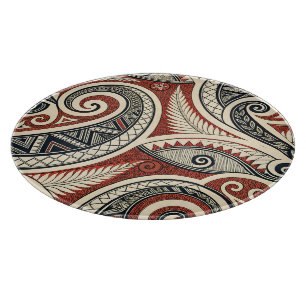 Tabla De Cortar Crea Tu Propio Tribal Festivo Elegante Rojo Negro