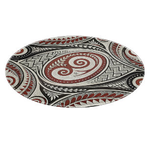Tabla De Cortar Crea tu propio tribal festivo rojo negro y blanco
