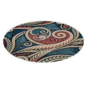 Tabla De Cortar Crea tu propio tribal festivo teal rojo ardiente