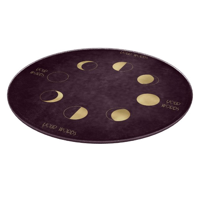 Tabla De Cortar Crea tu propio Wine & Gold Celestial Moon Phases (Borde)