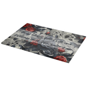 Tabla De Cortar Crea tus Propias Murciélagos Rojo Rosas Negras Gri