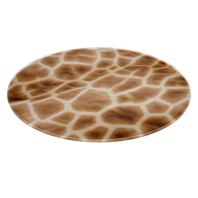 Tabla De Cortar Cream Brown Giraffe Animal Print (Borde)