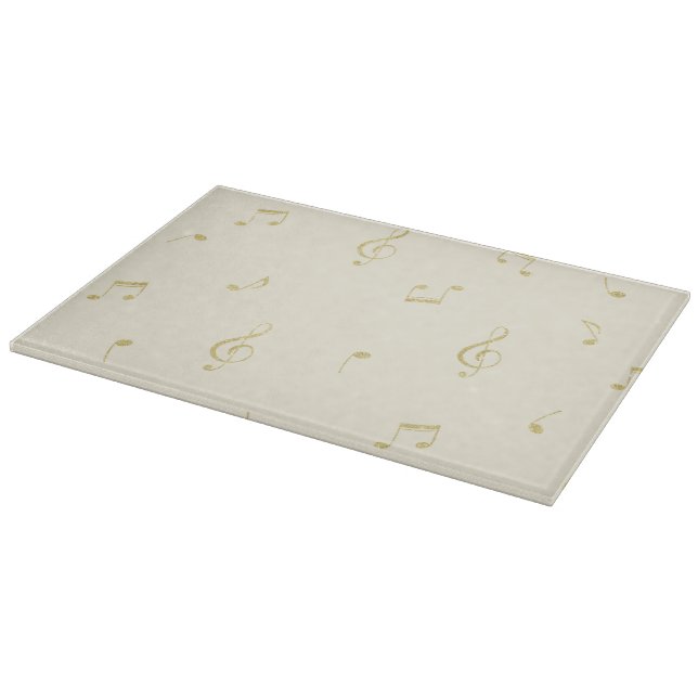 Tabla De Cortar Cream Gold Music Notes   (Borde)