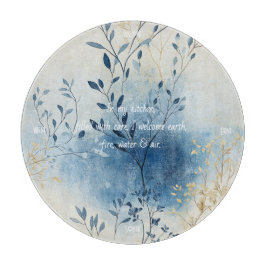 Tabla De Cortar Create Your Own Blue Mist Gold Floral Minimalist