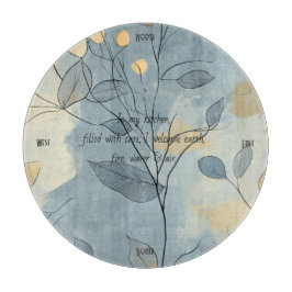 Tabla De Cortar Create Your Own Deep Blue Floral Minimalist