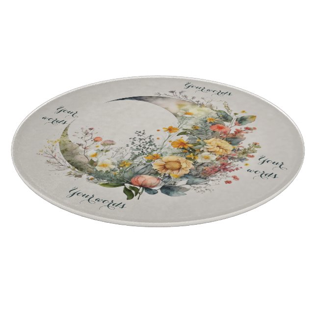 Tabla De Cortar Create Your Own Sunny Floral Crescent Moon (Borde)