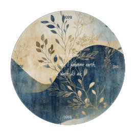 Tabla De Cortar Create Your Own Wavy Blue Floral Minimalist