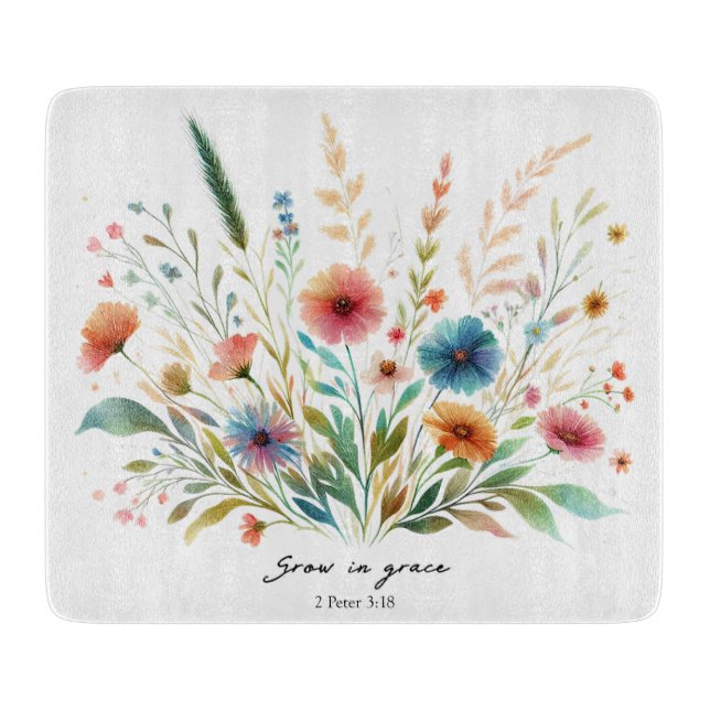 Tabla De Cortar Crecer en gracia floral (Anverso)