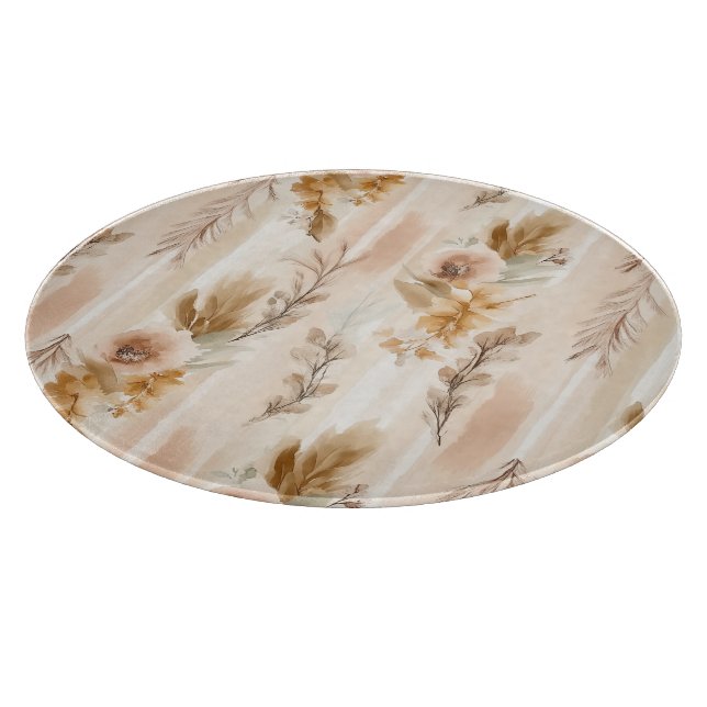Tabla De Cortar Crema Rústica Floral Boho (Borde)
