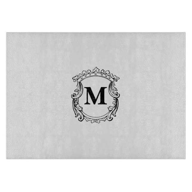 Tabla De Cortar Crestá de Monograma Elegante Personalizado (Anverso)