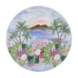 Tabla De Cortar Crímenes hawaianos: Patrón acuarela tropical