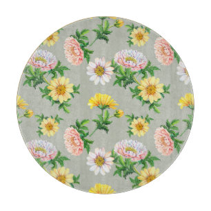 Tabla De Cortar Crisantemo acuarela, patrón floral sin fisuras