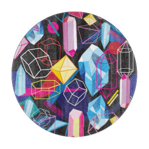 Tabla De Cortar Cristales coloridos, fondo abstracto oscuro