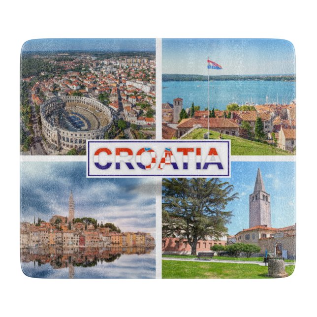 Tabla De Cortar Croacia | Hrvatska | Mar Adriático | Istria (Anverso)