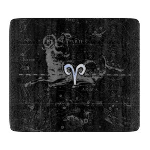 Tabla De Cortar Cromo como el Rótulo Aries Zodiac en Hevelius Blac