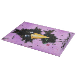 Tabla De Cortar Crow con Rosa Funny Cutting Board