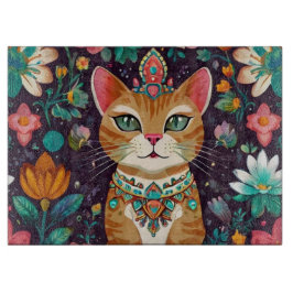 Tabla De Cortar Crowned Bejewelled Cat